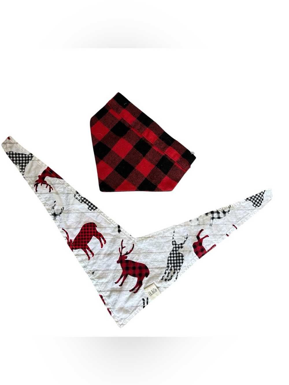 Christmas Pet Dog Accessories Bandana Bundle Plaid Deer Holiday Puppy Animal Fit